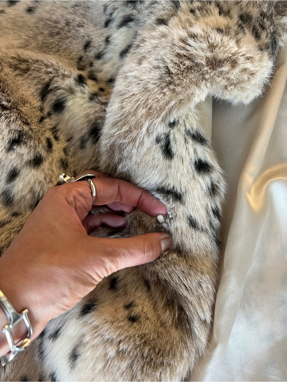 Faux Fur Spot-Print Coat - Cream - Picture 12 of 13